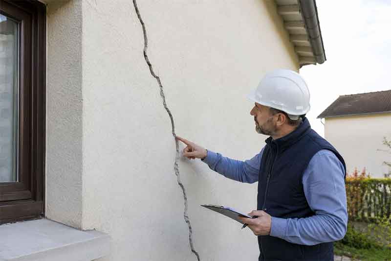 Illustration d'une fissure de façade avant réparation